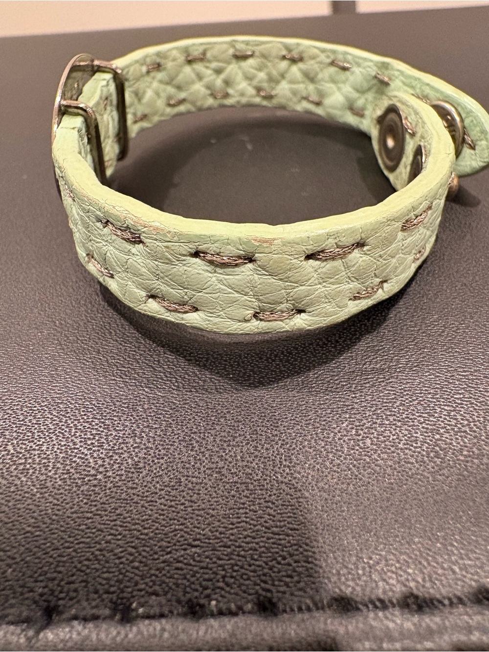 Fendi Mint Green Leather Horse Medallion Bracelet/Cuff - Picture 7 of 8